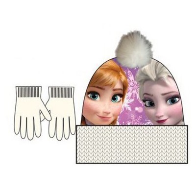 Căciula cu mănuși Frozen, alba