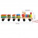 Trenuleț din lemn cu vagoane și forme geometrice colorate