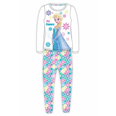 Pijamale fete Frozen, alba cu stelute