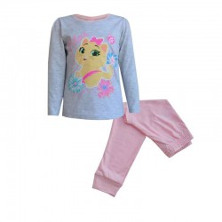 Pijamale fete cu pisici, gri cu roz