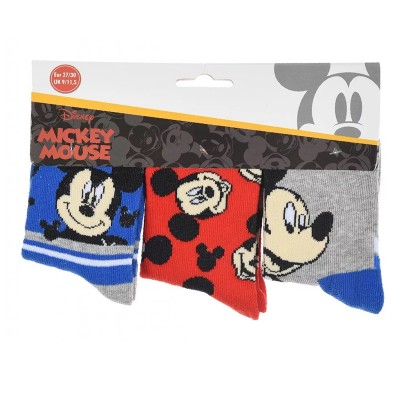 Set 3 sosete baieti Mickey Mouse, albastru-rosu-gri